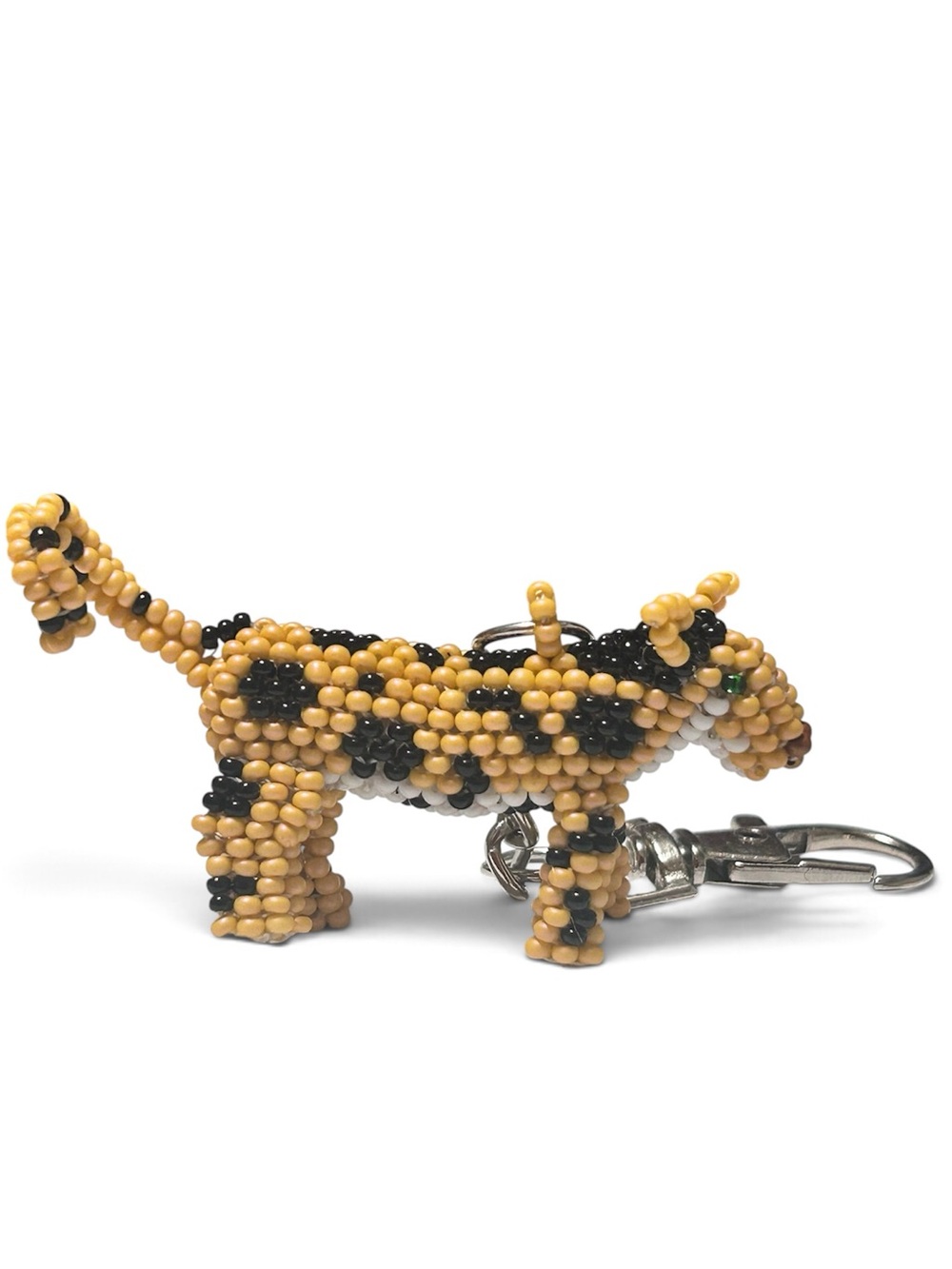 GrandmaMia 3D Savannah Cat MIYUKI DELICA Glass Bead Bag Charm Handmade NWT